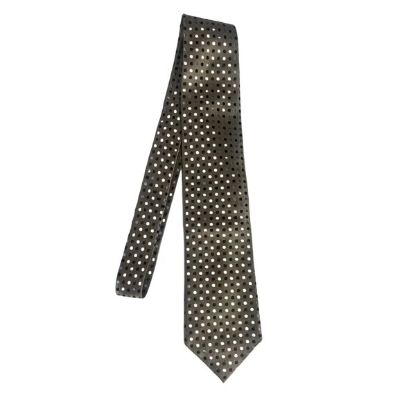 Geoffrey Beene Polka Dot Tie Tan Brown Blue - Picture 1 of 4